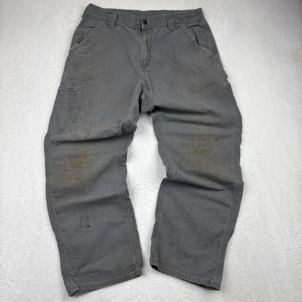 Carhartt B151 FAT Mens 35x30 Gray Loose Original Fit Canvas Carpenter CA6-15